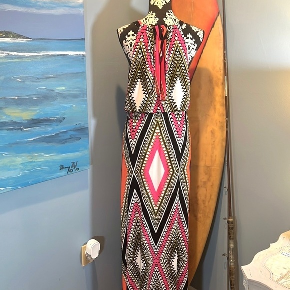 ⭐️Emma & Michelle,Striking Geo-Designed Maxi Dress, Halter Style, Large - Picture 6 of 10